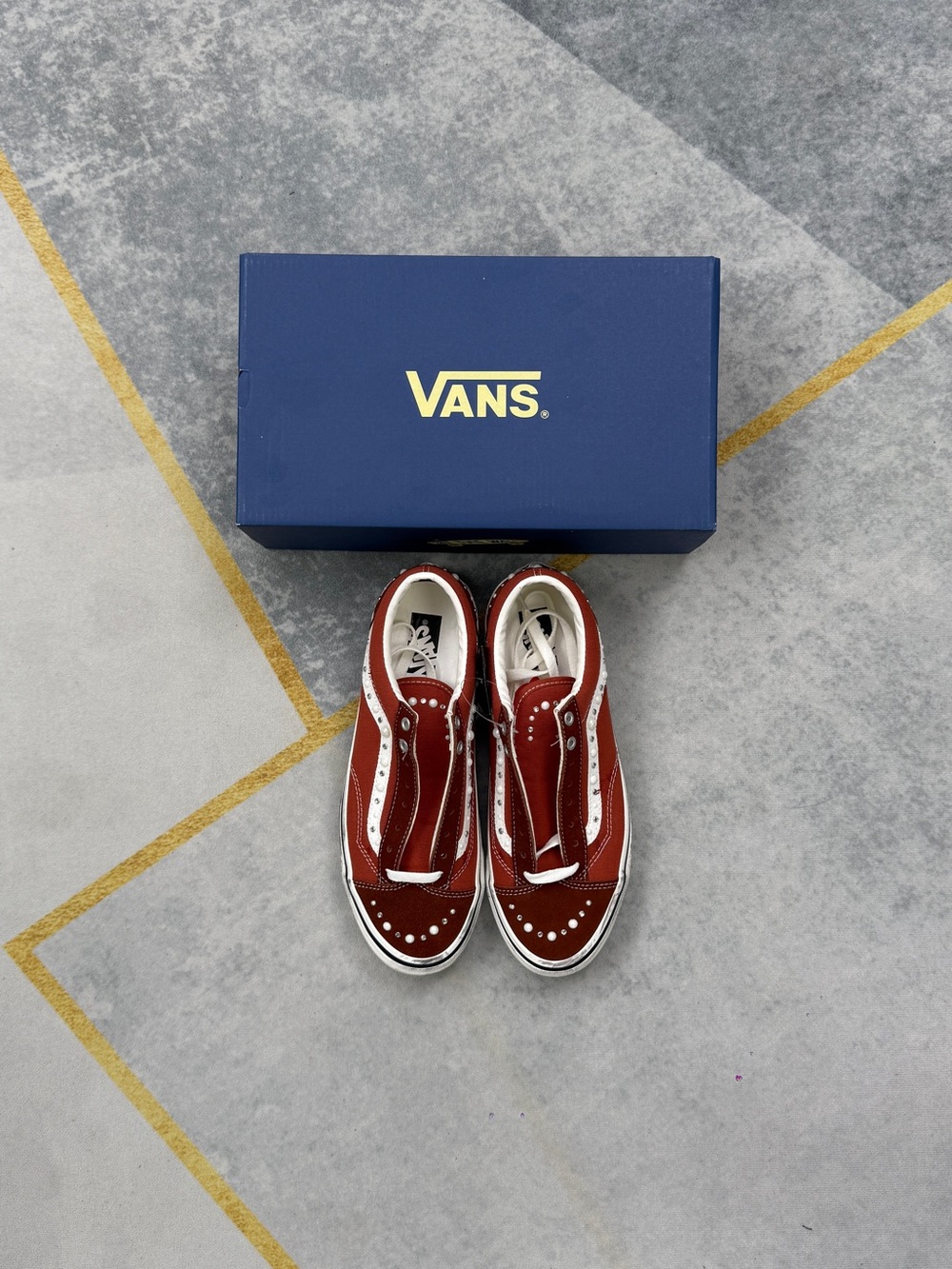 Vans Red Suede Sneakers with White Accents - Picture 1 of 11